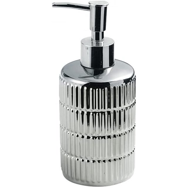 Dispensador de jabón de cerámica, dispensador de loción, dispensador de jabón de manos, dispensador de jabón de encimera para cocina y baño (plata)