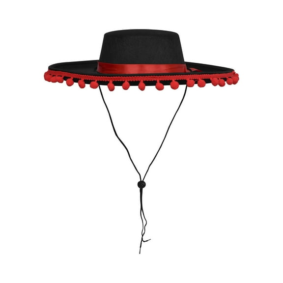 Nicky Bigs Novelties Adult Cosplay Matador Hat Red Poms Bullfighter Mariachi Cap Costume Accessory