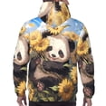 thumbnail image 7 of Wukai Clear Sky Cute Sunflower Panda Print Men Hoodies Fleece Sweatshirts Long Sleeve Sweaters Pullover Fall Outfits Winter Clothes-Small, 7 of 7