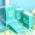 thumbnail image 2 of Sweet 16 Birthday Decorations Teal - 16pcs Party Favor Gift Bags with Handles, Teal Blue Candy Bags Goodie Bags for 16th Birthday Party, Turquoise Sweet Sixteen Decorations for Girls Boys, 2 of 7