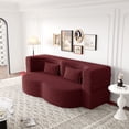 thumbnail image 2 of Homy Casa Convertible Floor Sofa Bed with Pillows, Folding Teddy Fabric Sleeper for Apartment, Burgundy, 2 of 9