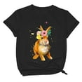 thumbnail image 1 of EQWLJWE T-Shirt Grande Taille Joyeuses Pâques Femme Mignon Rabbit Imprimé Graphique Tee Manches Courtes Hauts Décontractés Aubaines, 1 of 3