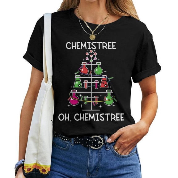 Chemistree Ugly Christmas Tree Sweater Chemistry Science Pun Graphic Tee Unisex Adult Cotton Holiday Nerdy Outfit, Size 2XL, Color Black