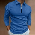 thumbnail image 3 of Men Casual Soild Zipper Top Shirt Turn Down Collar Blouse Long Sleeve Top Shirt Fashion Casual Shirt,Blue,L, 3 of 6