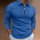 thumbnail image 2 of Camisa informal de manga larga para hombre: cuello vuelto, detalle de cremallera, color liso, poliéster, oficina/ocio, tallas 10-20 (EE. UU.), 2 of 5