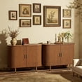 thumbnail image 6 of Howcool 40" Credenza Buffet Sideboard Cabinet with Storage, Modern Fluted Sliding Door Console with Adjustable Shelf for Kitchen, Entryway & Coffee Bar,Yellow Walnut, 6 of 6
