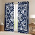thumbnail image 2 of Manfei bohemian Flowers Curtains Pack of 2 (42x84 Each),Victorian Baroque Damask Curtains Blackout,Blue White Bedroom Curtains For Girls Kids,Luxury Bedroom Decor, 2 of 6
