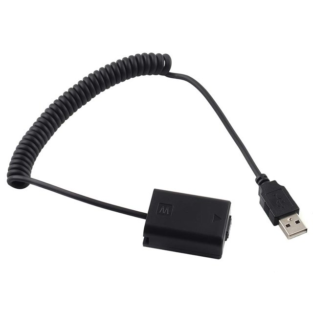 Cable de alimentación USB a batería falsa NP-FW50 decodificada para Sony