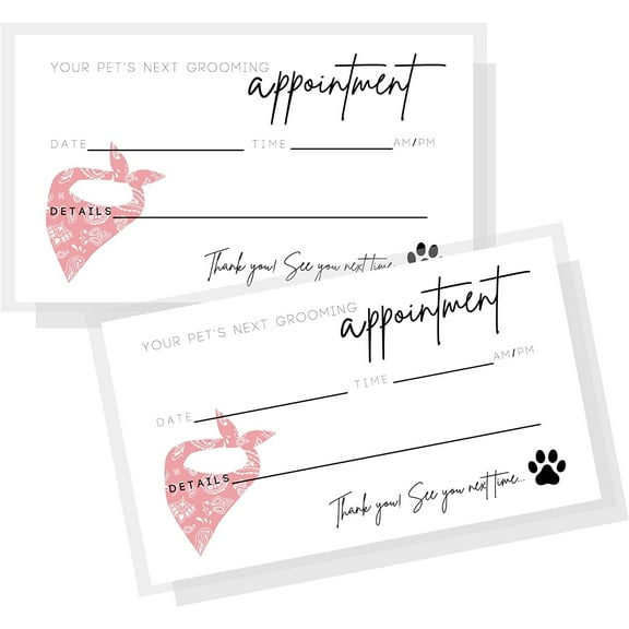 Boutique Marketing LLC Pet Grooming Appointment Reminder Cards  Physical Printed 2x3.5 inches Business Card Size Grooming Report Card & Grooming Loyalty  Red Bandana Design