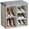 thumbnail image 1 of SHIERLOU Shoe Bench with Cushion, Storage Bench with Padded Seat, Cubby Shoe Rack, Adjustable Shelves, Entryway Bench, Shoe Organizer Bench for Entryway Hallway Living Room, Closet, 1 of 7