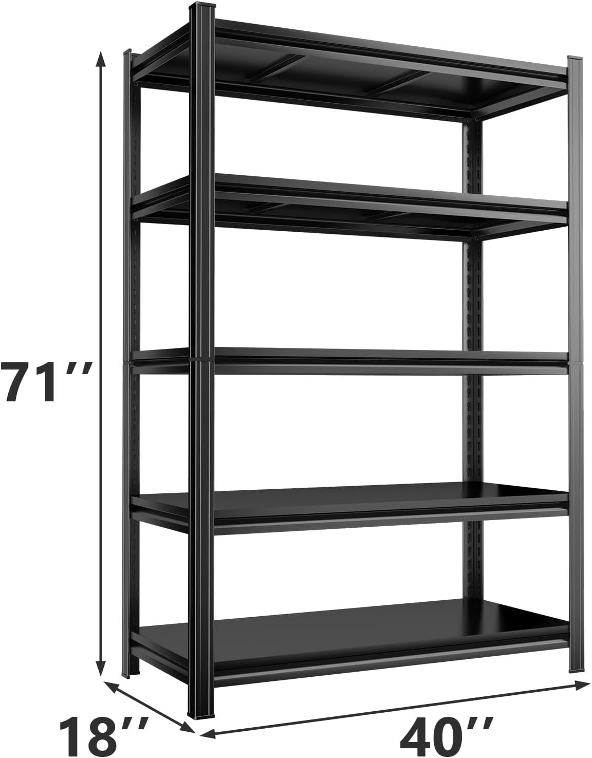 5-Tier Space Saving Book Shelf, Industrial Heavy Duty Bookcase, Rust-Resistant Freestanding Bookshelf, Adjustable Book Shelf, 2500lb, Thickened Panel, Ideal for Study Room Home Office