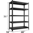 thumbnail image 2 of Garage Shelf Storage Rack Metal Shelving 40"W x 18"D x 71"H 2500LBS Adjustable Metal Shelves for Storage Industrial Garage Shelving for Warehouse Basement 5-Tier Black, 2 of 8