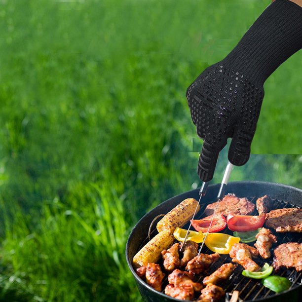 Guantes De Barbacoa Resistentes Al Calor (Hasta 800°C) - Largos, Con Agarre De Silicona, Para Horno Y Parrilla