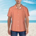 thumbnail image 2 of Balery Orange Gingham Camisas hawaianas de manga corta para hombre, camisas playeras de corte holgado, camisas de vacaciones con botones,Small, 2 of 7