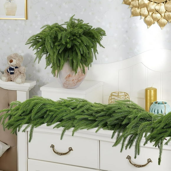 EGNMCR Room Decor, Home Decor, Wall Decor 3pc Christmas Branches Stems Artificial Christmas Branches For DIY Garland Wreath And Home Garden Decoration Pine needle green plants