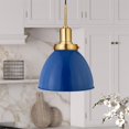 thumbnail image 2 of Henn&Hart 12" Blue/Brass Metal Pendant, 2 of 3