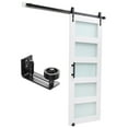 thumbnail image 1 of KFFKFF Sliding Barn Door, 36 x 84 inch, High-Strength MDF Panel and Glass, Barn Door with Hardware Kit, Water-Proof PVC Surface, Easy to Install, H-Frame, 1 of 9