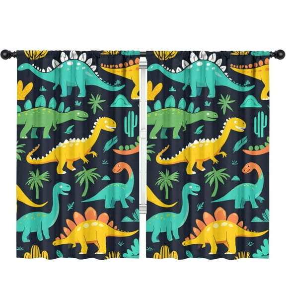 Blackout Kids Curtains,Cute Dinosaur Pattern Childrens Insulated Curtains Set Of 2,Bedroom Essentials,Toddler Room Decor 52x84in(132x213cm)
