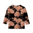 thumbnail image 4 of 3/4 Length Sleeve Teen Girls Tops - Crew Neck Plus Size Dressy Casual Blouses - Beach Vacation Trendy Tops Spring Clothes Orange 150, 4 of 5