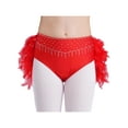 thumbnail image 5 of iiniim Kids Girls Dance Outfits 2-Piece Rhinestones Crop Top and Ruffles Feather Skirt Set Dancewear Costume Red 12, 5 of 7