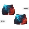 thumbnail image 3 of Sikiie Red And Blue Fire Print Workout Shorts Women Scrunch Butt Gym Shorts Seamless High Waist Tummy Control Yoga Biker Athletic Shorts, 3 of 5
