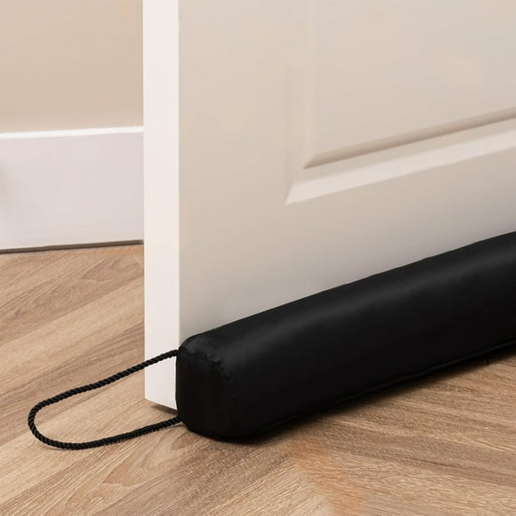 Sunolga 36 Inches Waterproof Door Draft Stopper Filled with Glass Beads & Cotton, Removable Machine Washable Door Draft Blocker for Door & Window, Black