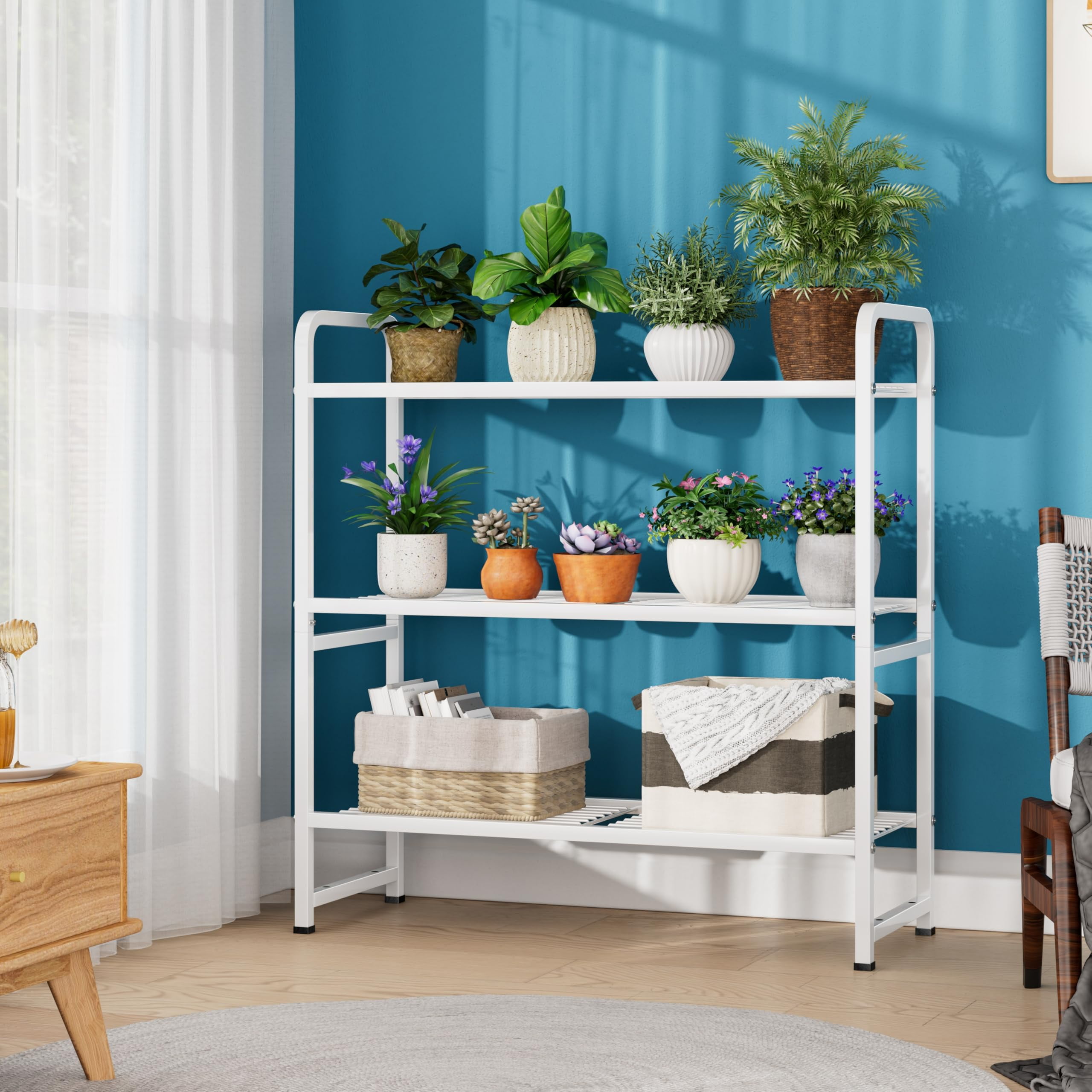 SUFAUY 3-Tier Metal Storage Rack Shelving Unit, Load 250 lb, White