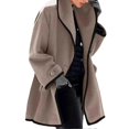 thumbnail image 1 of Women"s Autumn Winter Woolen Coat Hooded Color Block Woolen Coat Long Sleeve, 1 of 1