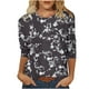 thumbnail image 1 of Blusas para Mujeres Casual 3/4 Manga Cuello Redondo Impreso Suelto, Top para Primavera Verano Diario Y Otoño, 1 of 5