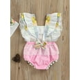 thumbnail image 4 of Genuiskids Baby Girl Easter Outfit Vintage Bunny Print Romper Onesie Ruffle Lace Halter Bubble Rompers Cute Bodysuit, 4 of 7