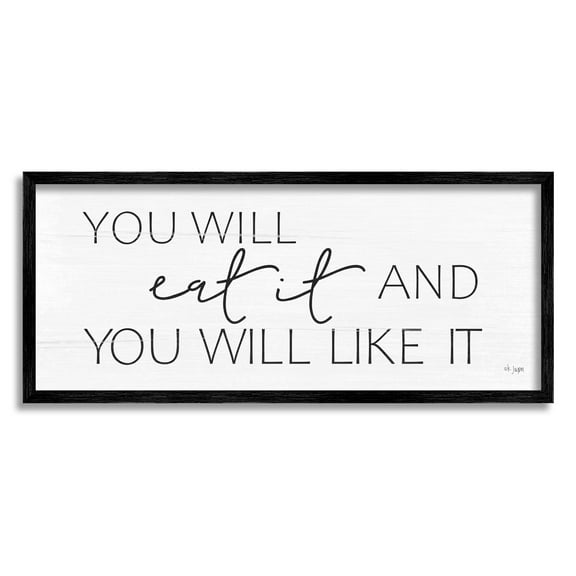 Stupell Industries Eat & Like It Rustic Kitchen Phrase Sign Graphic Art Black Framed Art Print Wall Art, Design by Jaxn Blvd.