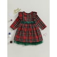 thumbnail image 3 of Newborn Kids Baby Girl Christmas Dress Red Plaids Big Bowknot Tulle Tutu Ball Gown, 3 of 7