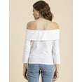 thumbnail image 4 of Moomaya Solid Off-Shoulder Tops, Womens Full Sleeve Casual Vacation Top, 4 of 9