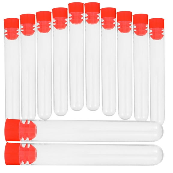 SEWCHICS Easy to Clean 12 Pcs/Pack Cylindrical Test Tubes with Lids for Compact and Simple Design in Labs
