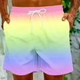 thumbnail image 4 of IYTR Summer Shorts Men Beach Shorts with Pockets Lightweight Summer Casual Shorts Elastic Waist Drawstring Gradient Color Shorts Multicolor_D XXXXXL, 4 of 7