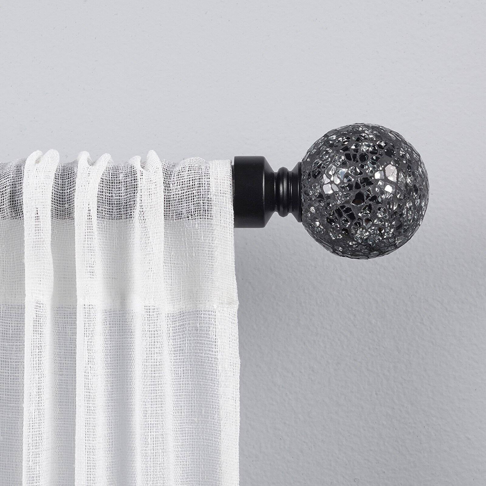 2-Pack 1 in Faceted Crystal Sphere Curtain Drapery Rod Finial SELECT FINISH 