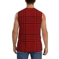 thumbnail image 4 of Balery Red Black Houndstooth Men's Sleeveless Muscle Shirts Workout Tank Top, Moisture Wicking, Odor Protection-XX-Large, 4 of 8