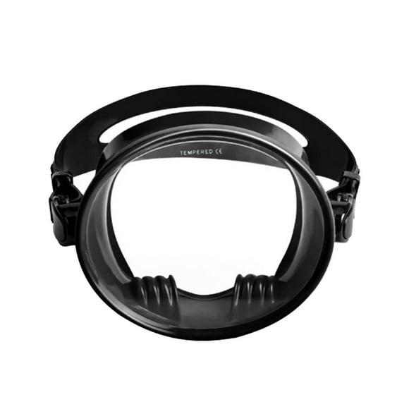 Gafas de buceo de máscara de buceo sin empañamiento de silicona ovalada a prueba de fugas y vidrio de alto ángulo de alto volumen para adultos lente negro