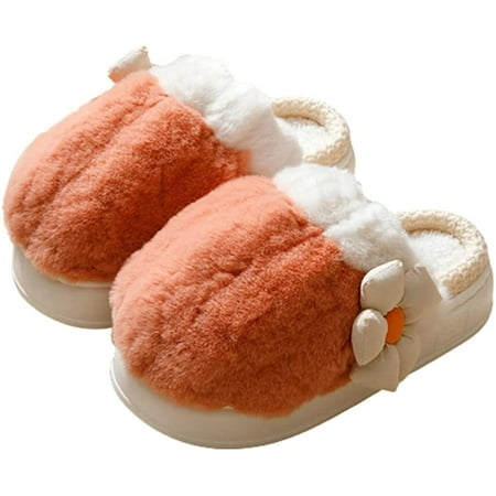 

PIKADINGNIS Women Men Cozy Fluffy Fur Plush Soft Slippers Trendy Print Floral Furry Non-slip Indoor Outdoor Shoes