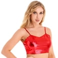 thumbnail image 4 of YiZYiF Womens Casual Patent Leather Crop Top Glossy Tank Tops Vest Clubwear, 4 of 7