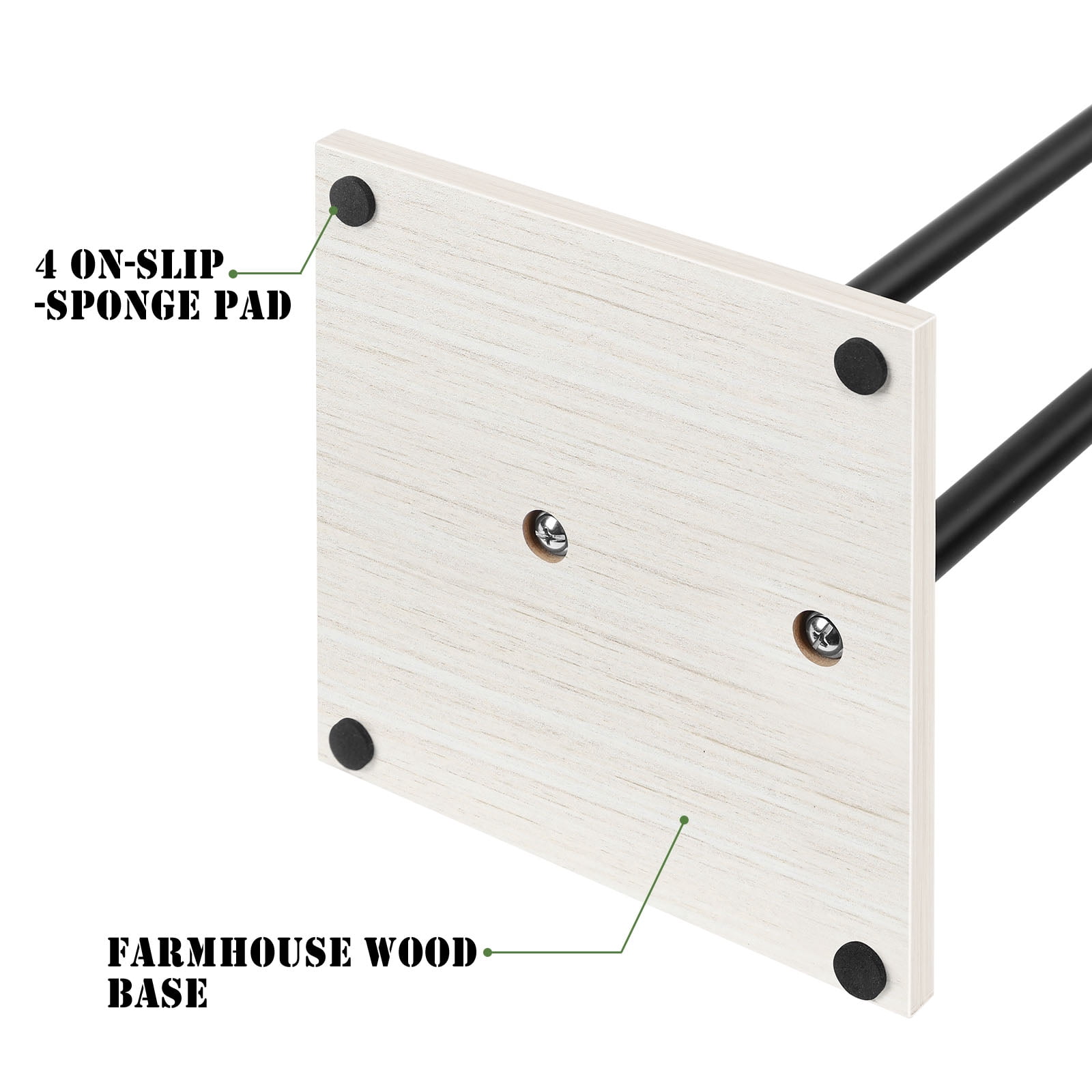 Free Standing Toilet Paper Holder with Wood Base, Black