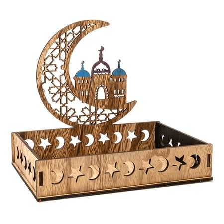 

Dessert Food Tray Wooden Eid Mubarak Decoration for Home Islamic Ramadan Kareem Muslim Party Decor Ramadan Mubarak Gifts