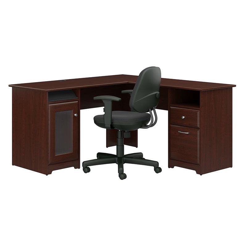 Bush Furniture Cabot L Shaped Desk And Office Chair In Harvest