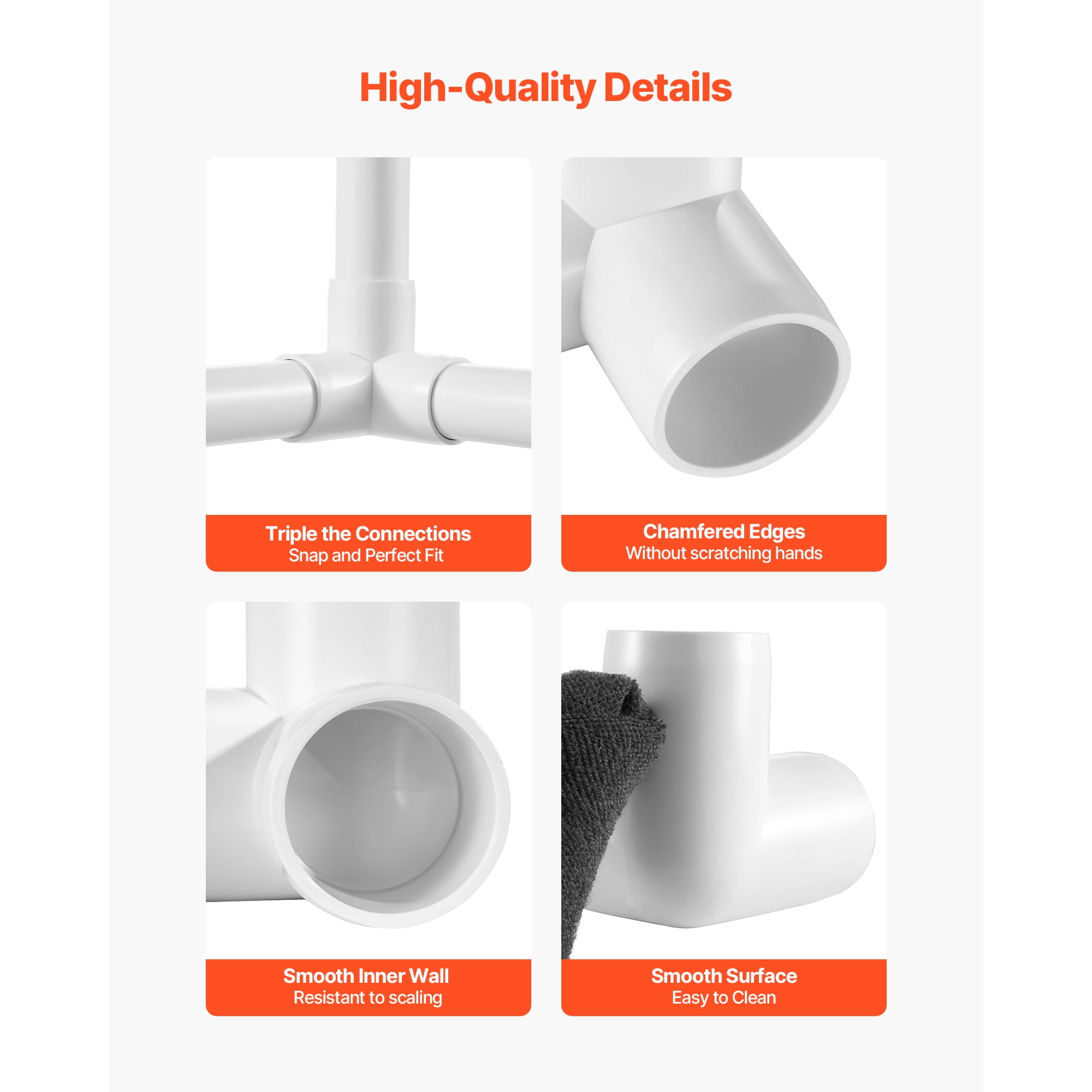 KFFKFF 1-Inch 3-Way PVC Pipe Connectors, 10-Pack Durable PVC Elbow Fittings for DIY Projects, Storage Racks, Animal Enclosures, Pool or Garden Frames, Weather & Impact-Resistant