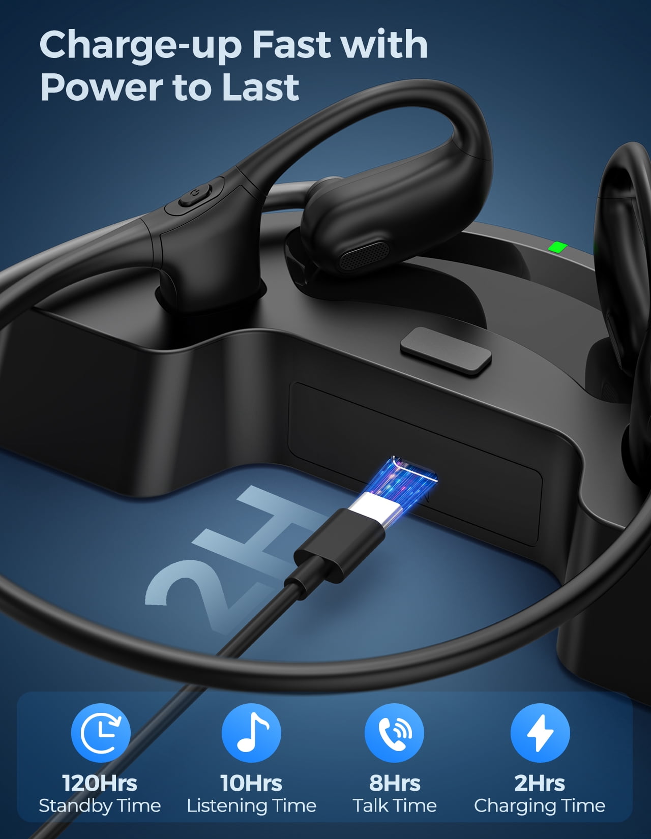 Open Ear Headphones with Mic, Wireless Headset with Noise Canceling Mic & Mute Button, Wireless Air Conduction Headphones V5.4, 25g Lightweight Sport Headset for Running, Work Workout Driving Call
