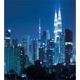 thumbnail image 3 of Cityscape Duvet Cover Set, Kuala Lumpur Skyline Night KLCC Twin Towers Malaysian Landmark Monochromic Photo, Decorative 3 Piece Bedding Set with 2 Pillow Shams, Queen Size, Navy Black, by Ambesonne, 3 of 3