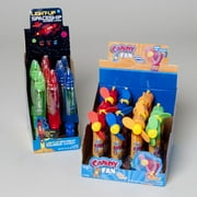CANDY FAN & SQUEEZE CANDY LIGHT- UP SPACESHIP IN 84PC SHIPPER, Case Pack of 84