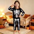 thumbnail image 2 of Toddler Kids Boys Girls Outfits Classic Skeleton Bones Print Long Sleeve Cozy Halloween Sleepwear Clothes Set 8-9 Years, 2 of 6