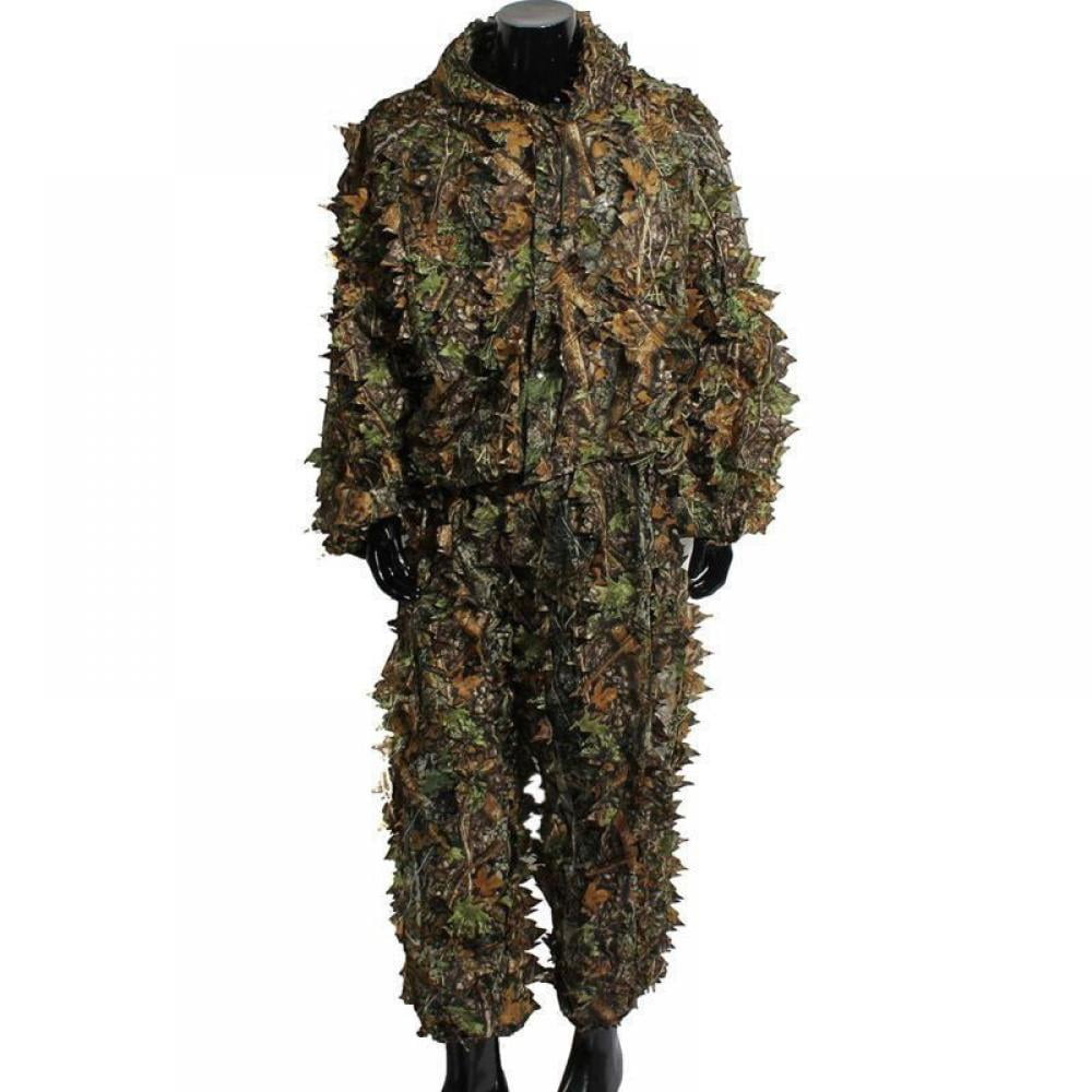 Army Ghillie Suit 3-D Camo System 3 Pcs Airsoft Sniper Hunting Fishing Woodland 