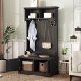 thumbnail image 2 of Hall Tree with Storage Shoe Bench for Entryway Organization, 4-in-1 Design Featuring Coat Racks and Hooks for Home Entryway, Black, 2 of 9